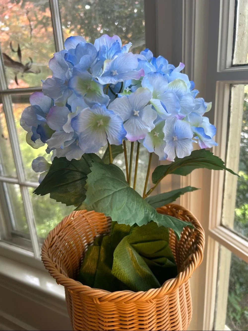 Blue Hydrangea Potted Stem Arrangement - Home Accents Faux Florals NEW